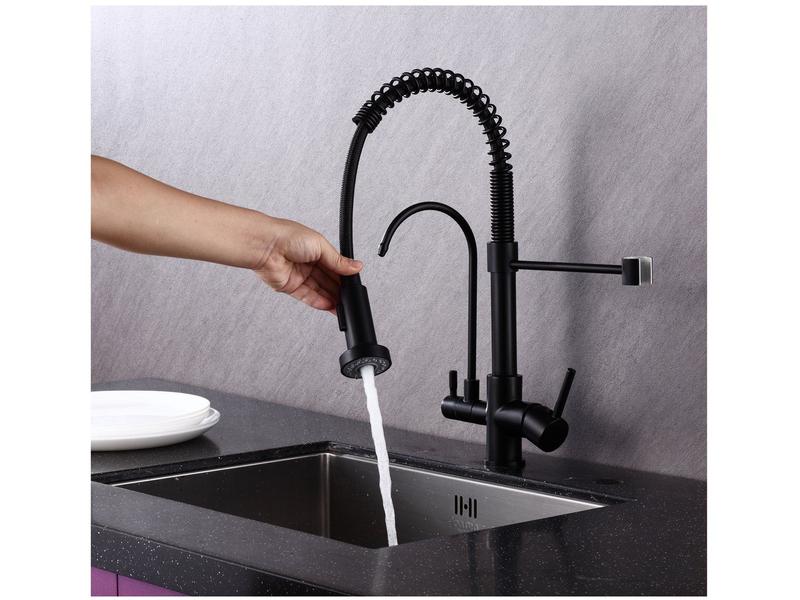 Torneira para Cozinha Gourmet de Mesa Dupla Nell - F-02 PRE Preto